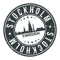 Stockholm Sweden Europe Stamp Logo Icon Symbol Design Skyline City