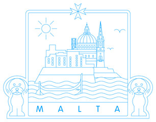 Malta symbols vector illustration and typography design  - obrazy, fototapety, plakaty