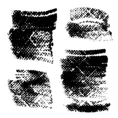Abstract textured black smooth strokes on rough paper isolated on a white background