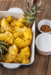 Baked pineapple with chilli flakes