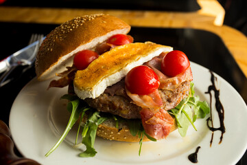 Premium burger with delicious toppings