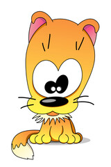 Funny Red cat with big head. Vector