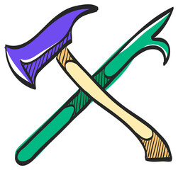 Color Sketch Icon Fireman tools