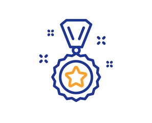 Winner reward line icon. Award medal sign. Best achievement symbol. Colorful thin line outline concept. Linear style winner reward icon. Editable stroke. Vector
