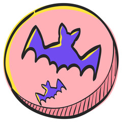 Color Sketch Icon Bats moon