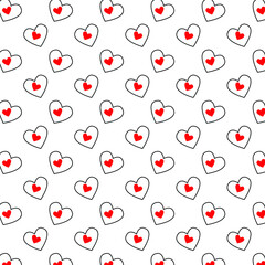 Simple hearts seamless vector patterns. Valentines OR chirstmas day background. Flat design endless chaotic texture made of tiny heartVector illustration for holiday design.