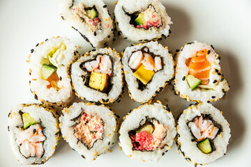 Uramaki on a white plate