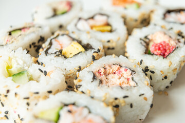 Uramaki on a white plate