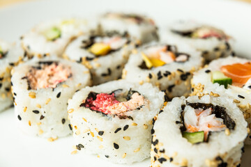 Uramaki on a white plate