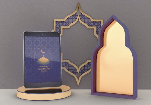 Tablet with Islamic Decoration Mockup