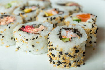 Uramaki on a white plate