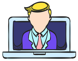 Color Sketch Icon Computer chat