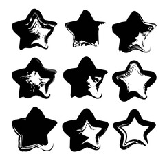 Abstract black textured smears star shape isolated on a white background