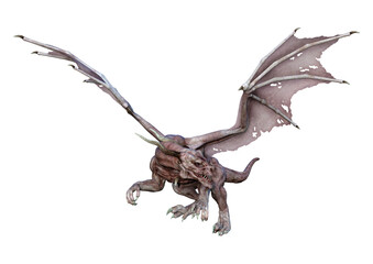 3D Rendering Fairy Tale Dragon on White