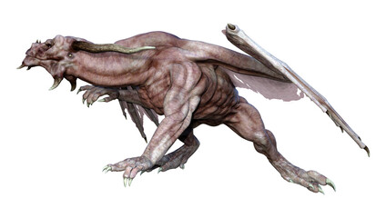 3D Rendering Fairy Tale Dragon on White