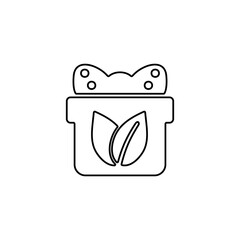 Herbal plants container. Natural medicine container icon in line design style.