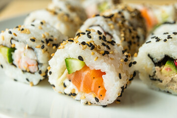 Uramaki on a white plate