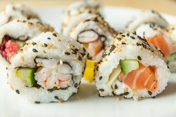 Uramaki on a white plate