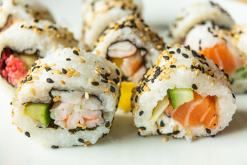 Uramaki on a white plate