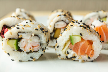 Uramaki on a white plate