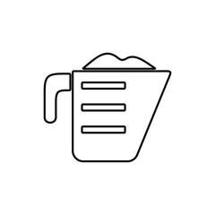 Sport nutrition scoop icon on white background. Protein powder cup symbol.