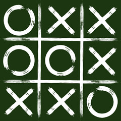 Game Tic tac toe. Tic-tac-toe in grunge style. Board game icon and crosses board game isolated. Vector