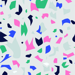 Fototapeta premium Terrazzo flooring vector scattered pattern. Texture of classic italian type of floor in Venetian style composed of natural stone, granite, quartz, marble, glass and concrete. Graphic design elements.