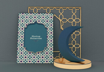 Flyer Layout Mockup with Islamic Muharram Concept