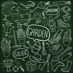 Garden Doodle Icon Chalkboard Sketch