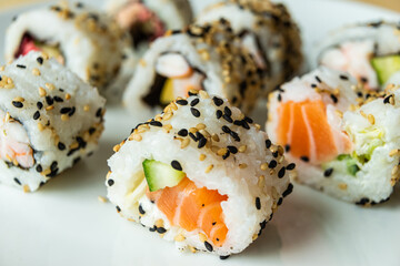 Uramaki on a white plate