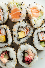 Uramaki on a white plate