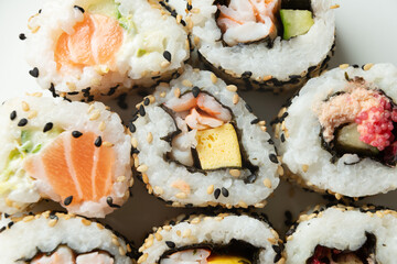 Uramaki on a white plate
