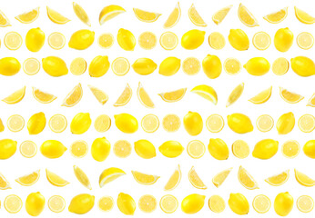 Set of delicious lemons on white background