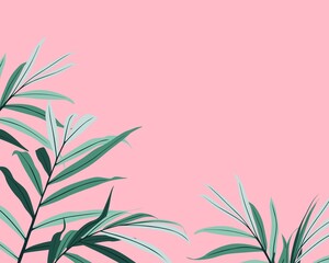 Palm Leaf Vector Background Illustration. Tropical palm leaves frame. Summer tropical leaf. Exotic hawaiian jungle, summertime background. 