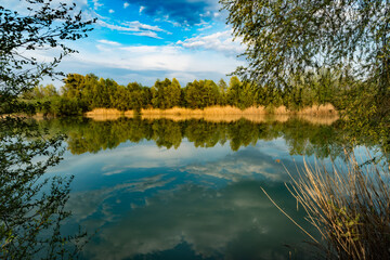 Colorful view on small lake