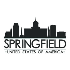 Springfield Skyline Silhouette Design City Vector Art Famous Buildings - obrazy, fototapety, plakaty