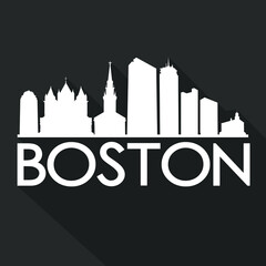 Boston Flat Icon Skyline Silhouette Design City Vector Art Famous Buildings