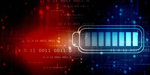 2d rendering Electrical energy and power supply source concept, accumulator battery with charging level indicator