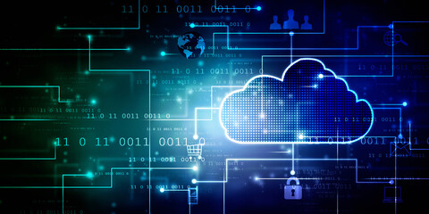 Fototapeta premium 2d rendering technology Cloud computing 