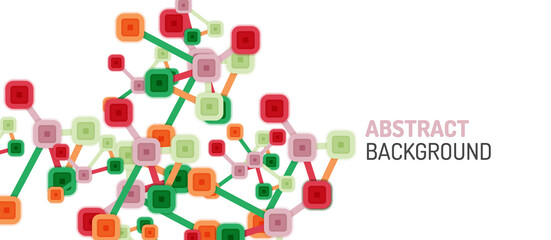 Abstract square dot connections, flat style multicolored geometric background for Wallpaper, Banner, Background, Card, Book Illustration, landing page or poster design