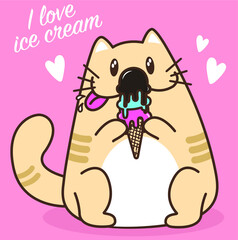 gato saboreando helado
