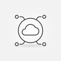 Cloud Computing Technology vector concept minimal icon or symbol in thin line style