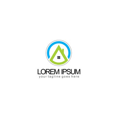 home circle property real estate vector logo design