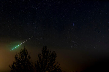 Meteor in Night Sky