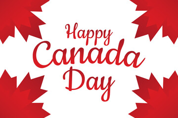 Happy Canada Day. July 1. Holiday concept. Template for background, banner, card, poster with text inscription. Vector EPS10 illustration.