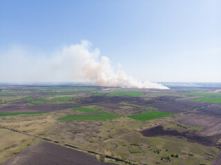 Field fire. Aerial photography.