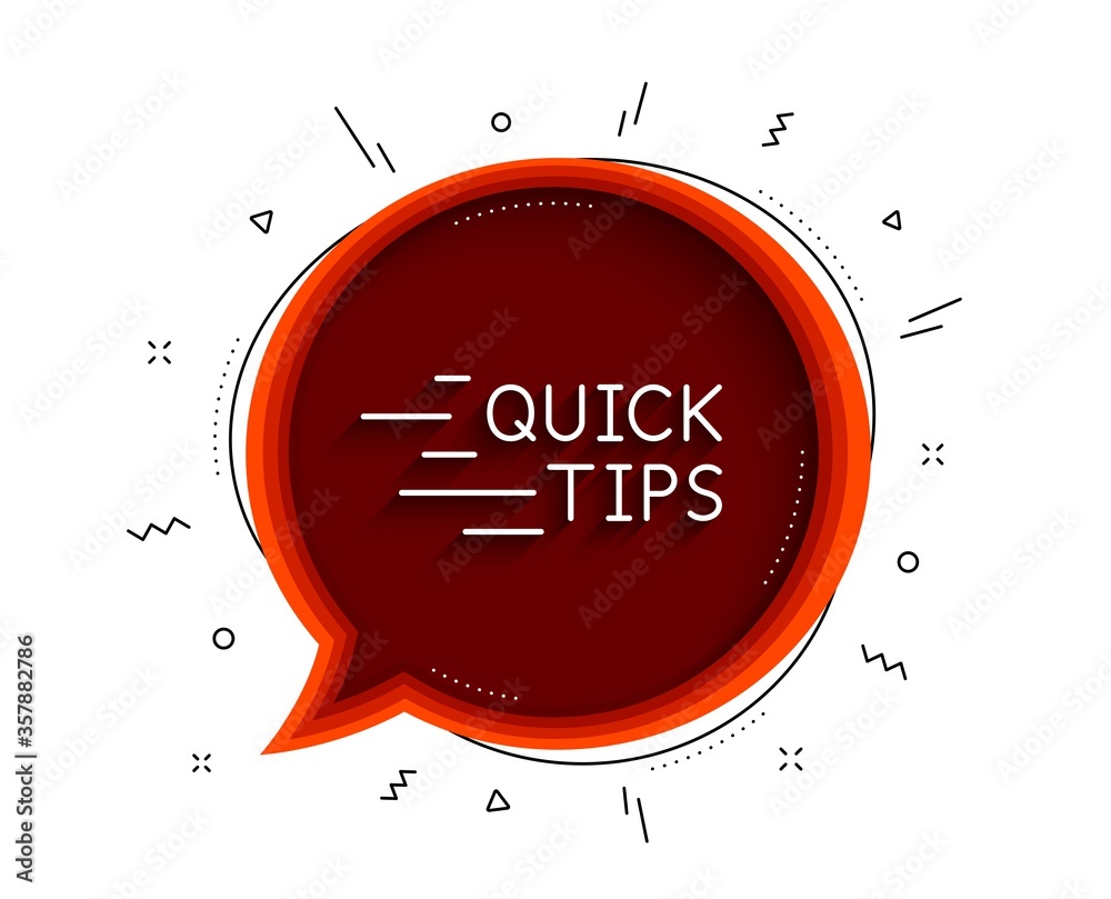Poster quick tips line icon. chat bubble with shadow. helpful tricks sign. tutorials symbol. thin line educ
