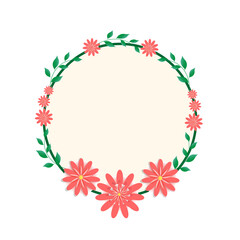 Summer pattern of bright flowers and green leaves