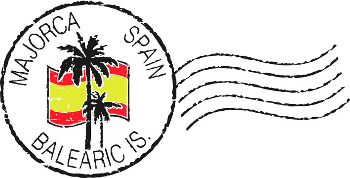 Postal grunge stamp ''Majorca-Spain-Balearic islands''