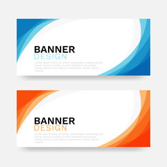 Banner web advertising design curve layer abstract collection blue and orange color template for promotion and business